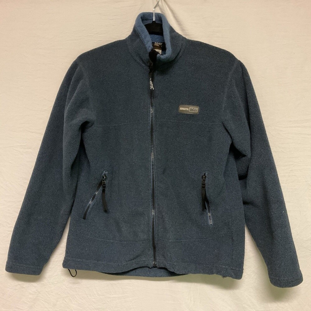 REI Women's Sz Small Blue Fuzzy Fleece Full Zip Jacket Zip Pockets Polartec Warm